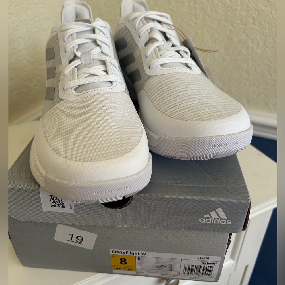 Adidas Crazyflight Shoes White Silver Metallic & Grey Color-way S 8 GY9270 - Picture 8 of 16